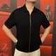 FR.YH.ZH Tianjun Department Store Men's Abel's Cardigan Zipper Short Sleeve Business Casual Casual Versatile High Half Half Mancheve OP3889 Black M 48 (100-125 Jin [Jin est égal à 0,5 kg]))