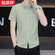 Hengyuanxiang Nicht-Eisen-Hemd Herren Kurzarm Streifen koreanischer Stil Schleicher Sommer Dünner Männer-Hemd Ice Seide Casual halbärmelige Top Yellow 902 4xl 163-180Jin [Jin gleich 0,5 kg]