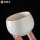 Gold inlaid jade tea cup master cup tea set white ceramic Ru kiln can be grown and opened to give a gift box white Ru Luohan cup
