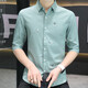 7-Viertel-Ärmel-Hemd Herren-Eis Silk kurzärmelig Schlanker Fit Trendy Smooth Shirt ohne bügeln Casual Tip Kragen 684 Black M 80-105jin [Jin ist gleich 0,5 kg]