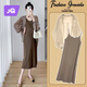 Jingqi MATERNITY SUIT 2025 Spring New Style Robe Top Cardigan Suspender Long Jirt Suit Spring and Automn Vêtements Femmes Khaki Suit [Recommandation principale] XL