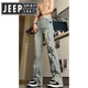 Jeep Spirit Jeep Flame Jeep Jeep Jeans Tendencia de verano para hombres Pantalones heterosexuales Style High Street 692-Black M [85-100Jin [Jin equivale a 0.5 kg]]