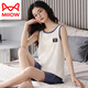 Catman (MiiOW) pajamas for women in summer pure cotton 2025 new vest suspender sleeveless women's summer casual home clothing summer LB: 9902 women's apricot bow English love pure cotton L [No pilling/No fading]