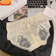Sexy Unterwäsche für Frauen, Mulberry Seidendreh 2025 Neue französische reine Spitze ausgehöhlten Mädchen Sommer Dünne Shorts Y3899-Black XL 120-140jin [Jin gleich 0,5 kg]