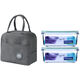 Boîte à lunch en verre trempé Micro-ondes Fourge Chauffage de billetterie fraîche Box Bento Board RECTANGULAIRE 695 ml * 2 pièces Sac d'isolation gratuit + vaisselle