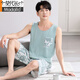 Modal Pajamas Los pantalones cortos para el chaleco de hielo de verano para hombres para los chalecos para hombres para hombres, el atuendo sin mangas transpiradoras delgadas M1047 gris azul M [recomendado 100-120 Jin [Jin iguala 0.5 kg]]]
