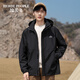 HERDE PEOPLE Spring and Autumn new windproof and waterproof jacket for men and women, outdoor hiking and mountaineering jacket for men and women, black L