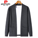 Pierre Cardin high-end wool sweater men's knitted cardigan spring and autumn new solid color fashion versatile casual black sweater jacket black L 170/ (suitable for weight 120-140)
