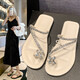 Guadi Beast 2025 summer new fashionable and versatile flip-flops on the outside wearing trendy beach flip-flops trendy Korean slippers for women 6626 with diamonds [beautiful] 36 size 37 [suitable for size 35-36 foot wear]
