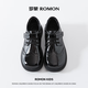 Romon boys' leather shoes black soft sole British style student performance shoes children's performance big children's suit shoes black 33