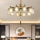 2025 neuer Stil neuer Stil Abwärts alle Kupfer Neuen chinesischen Stil Wohnzimmer Kronleuchter chinesischer Stil High-End-Atmosphäre Villa Restaurant Tea Room 9889-All Copper 6 Kopf Volles Spektrum Drei-Farben-LED-Licht