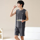 Yiduo pajamas pure cotton men's summer thin sleeveless simple five-point pants loose men's outer wear home clothing suit 13657 2XL [Suggested 140-160Jin [Jin equals 0.5 kg]]
