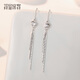 Misu pt950 platinum cat's eye stone tassel earrings, fashionable and shiny platinum ear hooks, a Christmas gift for your girlfriend, weighing 2.9-3.1 grams