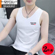 Modal brand high-end 2-piece men's vest hurdle sports bottoming shirt underwear slim fit inner wear suspender fitness sweatshirt D50 vest RQ dark gray + leopard black 2 pieces 2XL recommended 130-145Jin Jin equals 0.5 kg