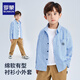 Romon children's long-sleeved striped shirt boys college style casual versatile spring and autumn shirt 2026 new blue 160