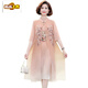 Primer sendero (Chujing) Fat Mom Summer Cheongsam Vestido Summer Chiffon Falda Gran tamaño 2025 Nuevo estilo de verano de mediana edad 6628 Color de loto XL recomendado 115 Jin [Jin iguala 0.5 kg]