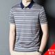 Classic Car High-End Ice Seide T-Shirt für Männer kurzärmelige Sommerdünnstil Horizontal gestreiftes Top Silky T-Shirt Polo Shirt N7003 Orange M 165