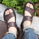 YRC Yierkang Sandalias de cuero para hombres nuevos zapatos de playa informales para hombres para conducir Sandalias sin deslizamiento Sandalias de carne Tendón de carne Suela Brown Y2601 Beach Shoes 44 (270 mm)