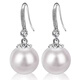 Auspicious God-given Natural Pearl Earrings White Women's Ear Hooks Freshwater Pearl Earrings 999 Sterling Silver Earrings New Gift Earrings Freshwater Pearls 14mm S999 Pure Silver Gift Box + Certificate
