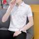 Pierre Cardin été revers à manches courtes T-shirt hommes décontracté jeunesse col hauts à manches mi-longues polyvalent mince beau polo blanc QY679 XL 135-145Jin Jin est égal à 0,5 kg