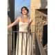 Zuxu white suspender dress for women 2025 new summer thin seaside vacation style mid-length skirt for women to look slim. White wide suspender dress for women. M (90-110Jin[Jin equals 0.5 kg])