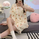 Pajamas à col en V HanrUi pour femmes avec des impressions en dentelle de pain de mammar