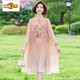 Primer sendero (Chujing) Fat Mom Summer Cheongsam Vestido Summer Chiffon Falda Gran tamaño 2025 Nuevo estilo de verano de mediana edad 6628 Color de loto XL recomendado 115 Jin [Jin iguala 0.5 kg]