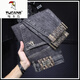 Woodpecker (TUCANO) spring and summer thin high-end printed embroidery trendy brand Xintang nine-point jeans men's trendy elastic nine-point trousers 691 black [single set] 28