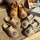 Kinderlochschuhe für Jungen 2025 Neues Kapibala Sommer Cartoon Weiche Sohle Nicht-Schlupf-Eltern-Kind-Bag-Toe-Hausschuhe für Frauen Brown 34-35 (Innenlänge beträgt ca. 22 cm)