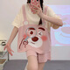 Opeodly夏季睡衣女薄款学生甜美短袖短裤两件套夏天宽松可外穿休闲家居服 684背带熊 XL 【建议112-125斤】