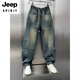 JEEP SPIRIT Nostalgic Blue Straight Jeans Men's 2025 Spring New Loose Leg Scimitar Pants Handsome Harem Pants Blue S