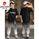 Pier Cardin Boys Summer Fashion Brand Traje Sports Children 2025 Nuevos pantalones de manga corta Summer de tamaño mediano de moda guapo y de moda 9767 Negro + 5725 Traje de gradiente [Fry Fashing 140 cm