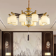 2025 neuer Stil neuer Stil Abwärts alle Kupfer Neuen chinesischen Stil Wohnzimmer Kronleuchter chinesischer Stil High-End-Atmosphäre Villa Restaurant Tea Room 9889-All Copper 6 Kopf Volles Spektrum Drei-Farben-LED-Licht