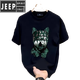 JEEP SPIRIT欧美夏季纯棉短袖t恤男2025新款T恤宽松大码情侣装男士半袖 V691黑色 M