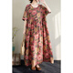 Jiandang grande taille Vêtements pour femmes Fat MM printemps et été rond des fleurs littéraires Bohemian Style de vacances robe longue 16834 Fleurs roses uniques [200jin [Jin est égal à 0,5 kg] ci-dessous]