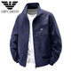 阿玛尼（Emporio Armani）新款高端春秋季冲锋商务夹克运动休闲户外立领大码外套男夹克 22502款黑色(春秋款) L(115-130斤) 均码