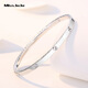 Miss JuJu pt950 platinum bracelet for women, shiny plain ring, glossy oval chaise bracelet, inner diameter 58mm, weight 14.44 grams, width about 4.0mm