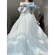 
Women's Banquet One-Shoulder Evening Dress Women's Banquet Temperament Light Luxury Niche High-end Host Art Exam Adult Gift Puffed Garnish Skirt Women Picture Color L