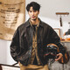 Jay Leno American retro wasteland style soft leather jacket men's spring trendy brand loose handsome tough guy motorcycle work jacket men coffee color M suitable for 100-125 Jin Jin equals 0.5 kg