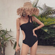 Nanmu Xiong Swimsuit Women's Summer New Sexy One-piece French Retro Bikini Small Breast Gathered Backless Hot Spring Swimsuit Black L 75-115Jin Jin is equal to 0.5 kg