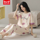 Catman MIIOW pajamas for women in summer pure cotton New style short-sleeved trousers for stars Spring and Autumn Can be worn outside home clothes thin set ZH-9712 ​​M