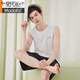 
Modallan Fine Cotton Pajamas Men's Summer New Vest Shorts Set Cool Men's Pajamas Home Clothes Can Be Wear Outside Light Gray/Rock Gray BXM677B L Suitable for 100-130Jin [Jin equals 0.5 kg]
