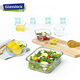 Boîte à lunch en verre trempé Micro-ondes Fourge Chauffage de billetterie fraîche Box Bento Board RECTANGULAIRE 695 ml * 2 pièces Sac d'isolation gratuit + vaisselle