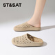 星期六（St&Sat）镂空透气复古勃肯拖鞋女2025夏季新款外穿一脚蹬时尚简约包头拖女 米白色 37