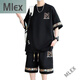 MLEX Lingyue Men's Clothing Store 2025 Summer New Casual Sports Set Men's Fashion and All-match Two-Piece Set White (YYW6195) M [80-100Jin[Jin equals 0.5 kg]]