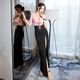 Buxi Kaiden Nachtclub sexy Kleid niedrig geschnittenes Temperament KTV Abendkleid Langes Fußbad Sauna Techniker Fußbad Arbeit Kleidung n 3882 Wein rot l