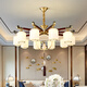 2025 neuer Stil neuer Stil Abwärts alle Kupfer Neuen chinesischen Stil Wohnzimmer Kronleuchter chinesischer Stil High-End-Atmosphäre Villa Restaurant Tea Room 9889-All Copper 6 Kopf Volles Spektrum Drei-Farben-LED-Licht