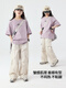 喜雅萌工装裤女童儿童夏装套装女大童2025新款运动短袖装女孩 15265杏色+19150紫色 120cm 均码
