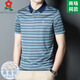 
Mengtejiao men's short-sleeved T-shirt mulberry silk middle-aged father's business casual striped lapel top N7003-green XL 175 suitable for 125-145Jin [Jin equals 0.5 kg]