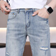 Le nouveau jean déchiré de Gezan, la marque de mode fine de la marque élastique, la couleur claire élastique des pantalons longs haut de gamme pour hommes, le bleu clair 9887 36 (2 pieds 8)